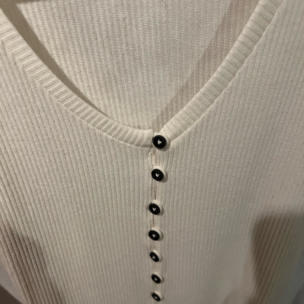 Maurices Ivory Button-Down Ribbed Top - Picture 3 of 4